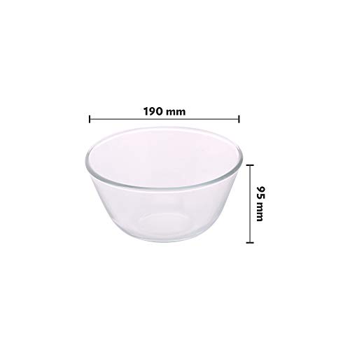 Image of Borosil Oval Baking Dish, 700ml, Transparent & Glass Mixing Bowl with lid, 1.3 L, Oven and Microwave Safe Combo