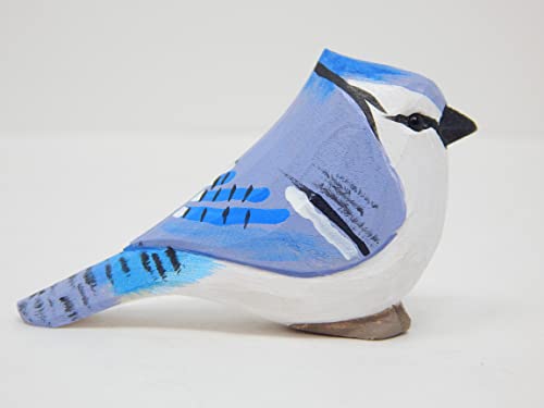 Figura Decorativa de Pájaro Azul Tallada en Madera miniatura 6