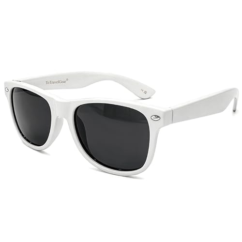 toTravelGear Polarized Sunglasses for Men and Women Retro Square Sun Glasses for Driving Traveling UV Protection(White)