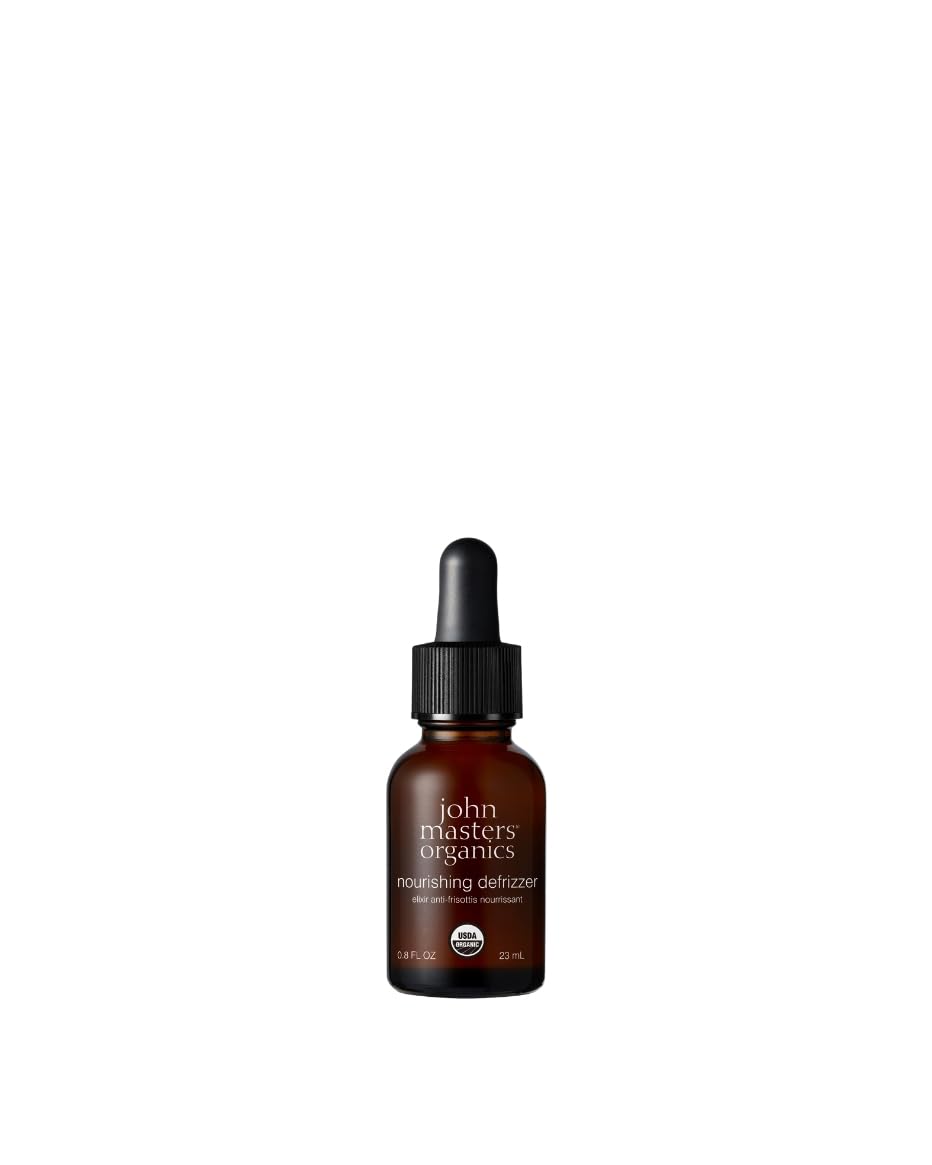 John Masters Organics Nourishing Defrizzer for Dry Hair .8 Fl oz | 95% Organic Ingredients | USDA Organic | Anti-Frizz | Moisturizing | Smooths Split Ends,0.8 Fl Oz (Pack of 1)