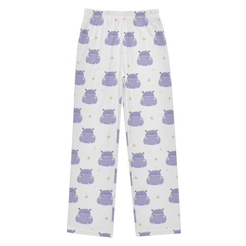 ZZXXB Hippo Stars Boys Long Pants Soft Trousers Elastic Waist Kids Lounge Bottoms with Pockets S-XL