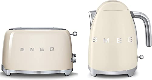 Smeg TSF01CRUK KLF03CRUK | 50's Retro Style Aesthetic | 2 Slice Toaster and Kettle Set in Cream