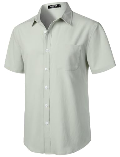 Image of JEMITOP Mens Stretch Wrinkle Free Texture Shirts