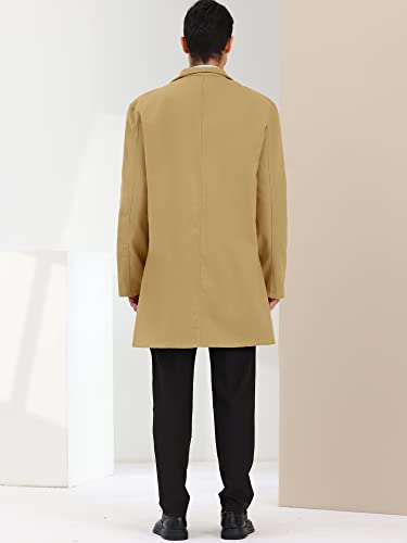 Image of Lars Amadeus Men's Trench Coat Lapel Collar Single Breasted Warm Long Peacoat Overcoat