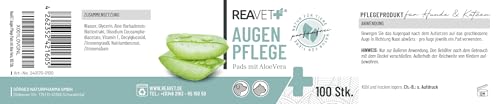 ReaVET Augenpflege Hund 100 Stück – Augenpads Hund I Sanfter Augenreiniger für Hunde, Milde & Schonende Reinigungstücher mit Augentrost, Tränenfleckentferner Hund ohne Reizen, Augen Reinigungspads