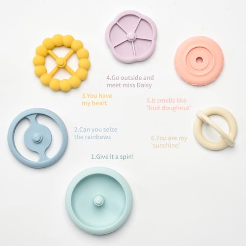 LITTLE RAWR 2-IN-1 Baby Stacking Rings & Teething Toys, Food Grade Silicone Montessori Stacking Toy for Babies 6-12 Months, Sensory Learning & Fine Motor Skills Toy, Baby Gift for Boys Girls (Rainbow) - Image 6