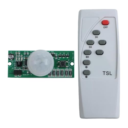 Violiica Solar Street Lamp Controller Board with PIR Motion Sensor, Remote Control, for 32V LiFePO4 and 37V Lithium Batteries, for Outdoor Solar Lighting Retrofit, White/Green