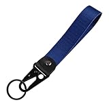 BKBKAAK Dark Blue Wristband with Metal Clasp, Simple Wrist Keychain for Keys, Tools, Phone, Solid Color Wristlet Key Chain Aesthetic Accessories for Women, Teacher, Men