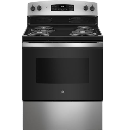 GE 30 in. 4 Burner Element Free-Standing Electric Range in Stainless Steel JB256RTSS