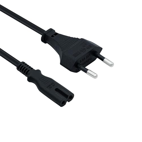 Mcbazel 1.5m Schwarzes Netzkabel, C7 Kabel Euro-Stecker C7 2-poliges Netzkabel für PS5 / PS4 / PS3 / Xbox Serie X/S - Schwarz