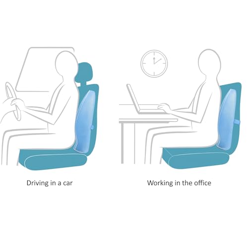 Image of Grin Health Back Support for Office Chair, Memory Foam Orthopedic Back Rest Cushion for Car, Back Pain Relief, Ideal Cushion for Spine Alignment and Posture Correction, Green