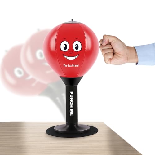 The Lux Brands Desktop rage Bag Premium Quality kids punching bag. Super strong Spring Flexibility punching bag for stress release Super Strong Suction on Smooth Surfaces Kids&Adults. (Red)