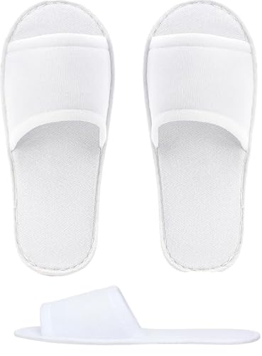 Defresit Towelling Hotel Slippers Non-Disposable Deluxe Closed Toe Spa Slippers Washable Foldable Slipper (16 pairs white summer 4 Adult Women 4 Numeric UK Footwear Size System Medium)