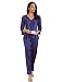 ohyeahlady Mujer Conjunto de Pijama Satén Cómodo y Elegante 2 Piezas Invierno Pijama Seda Super Suave Bordado Regalo para Ella (Estilo 1:Azul Oscuro, XS-S)