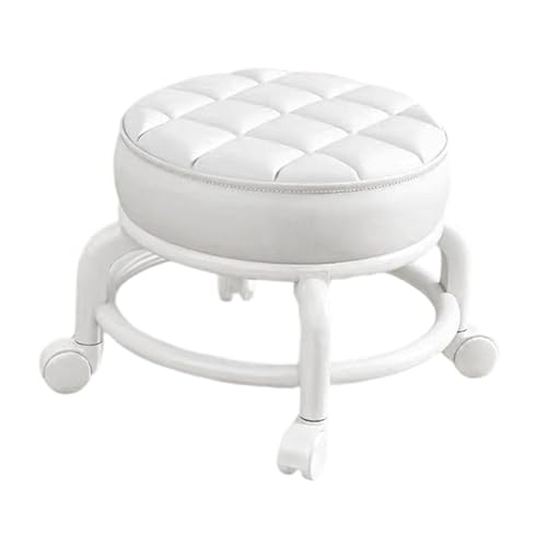 Chaise Pivotante Tabouret à Roulettes, Tabouret à 360° avec Roulettes, Petit Tabouret Bas Cuir Sur Roulettes, Pédicure Bouchettes Pivotantes Universelles...