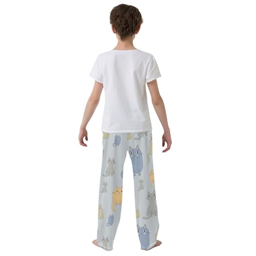 Boys' Pants Funny Cat Colorful Long Bottoms Jogger Pants Elastic Waist Trousers with Pockets S-XL3
