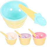 SEWACC Juego de 4 Tazones para Helado Reutilizables Pequeños Aptos para Postres Infantiles y Fiestas Diseño Decorativo y Resistente