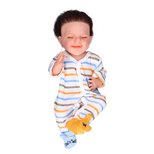 Muñeca Infantil Realista de 12 Pulgadas, Muñeca de Silicona Suave con Ropa y Biberón, Juguete Multiusos para Niños (Abril niña Blanca de 12 Pulgadas con los Ojos)