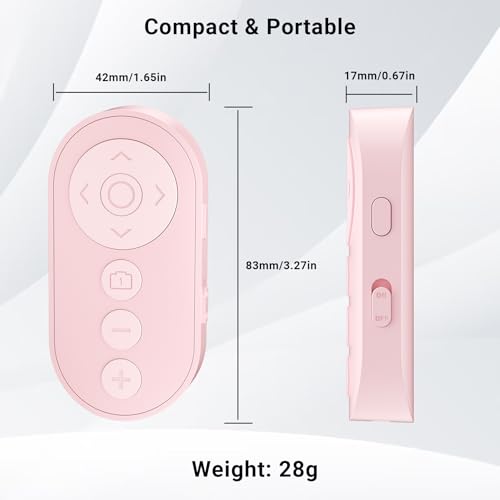 Wireless Camera Remote Control with Zoom for iPhone & Android, Versatile Shutter with Front/Rear Camera Switch for Photo & Video, Smartphone Remote Clicker for TikTok