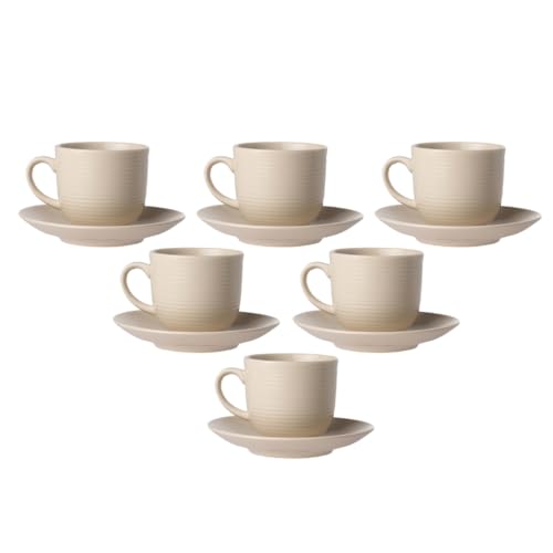 Image of Clay Craft Fine Ceramic Horizon Ivory Cups & Saucer, Set of 12, Cups for Tea & Coffee, Gift Set, Elegant Design for Home and Kitchen and Can Be Gifted to Your Loved Ones On Any Occassions