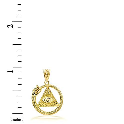Certified 14k Gold Ouroboros Snake The eye Of Horus/Ra All Seeing Eye Pendant Necklace2