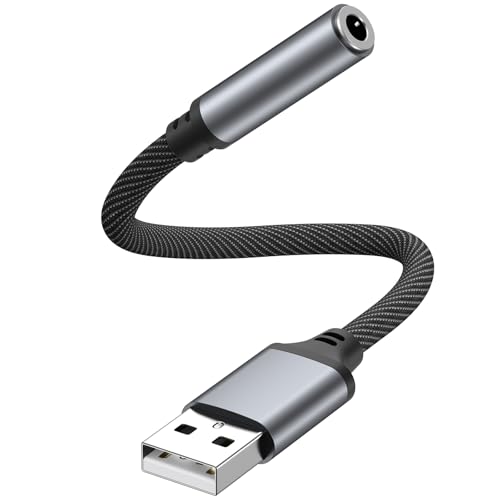 Image of Vanjua USB to 3.5mm Audio Jack Adapter, External Sound Card AUX Stereo Converter Compatible with PC, Laptop, Desktop, Linux, PS4, Headset and More Devices