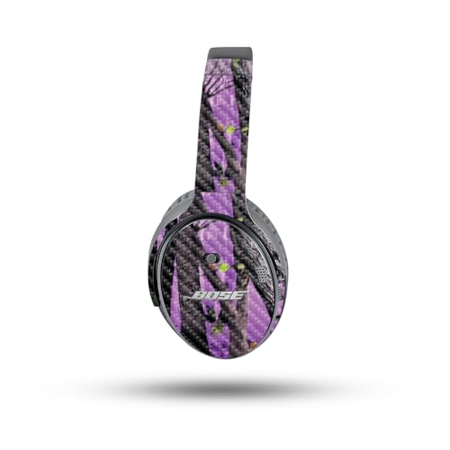Image of MightySkins Carbon Fiber Skin Compatible with Bose QuietComfort 35 II Headphones - Purple Tree Camo | Protective, Durable Textured Carbon Fiber Finish | Easy to Apply