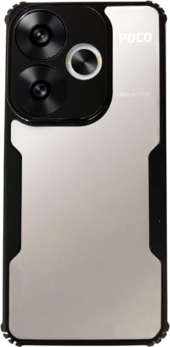 Image of AIBEX Crystal Clear Back Cover Case for Poco F6 5G | 360 Degree Protection | Shock Proof Design | Transparent Back Cover Case (PC & TPU, Black Bumper)
