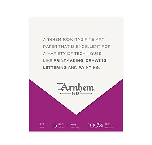 Papier Arnhem 1618 Speedball 100% chiffon 245g blanc pur pour estampe haut de gamme
