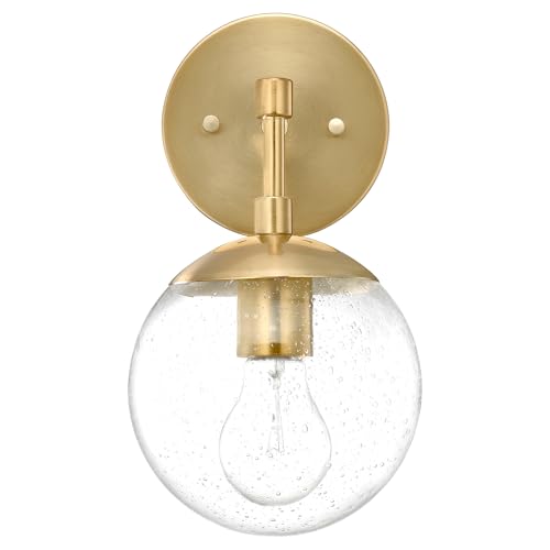 Image of Design House Gracelyn 1-Light Dimmable Wall Sconce, Clear Seedy Glass Globe, Satin Gold, 588871-SG