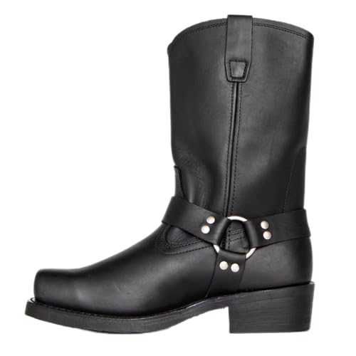 DJFOG Herren-Motorradstiefel mit quadratischer Zehenpartie, Westernstiefel zum Anziehen für Herren mit quadratischer Zehenpartie und seitlichem Reißverschluss,Schwarz,43 DJFOG Herren-Motorradstiefel mit quadratischer Zehenpartie, Westernstiefel zum Anziehen für Herren mit quadratischer Zehenpartie und seitlichem Reißverschluss,Schwarz,43