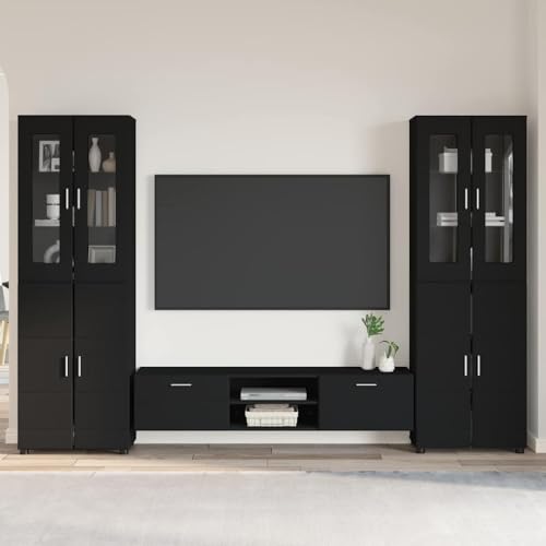 Lumanois Conjunto de Mueble de TV Negro Madera de ingeniería,Mobiliario,Conjuntos de Muebles para Salones,126.56kg-3397995