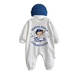 [JNEYFRQYI] ドジャース ベビー服 子供 山本由伸 大谷翔平 2025 優勝 ロンパース 長袖ロンパース 女の子 男の子 可愛い 子供の写真 赤ちゃん服 出産祝い 新生児 ベビー外出着 3-6-9-12ヶ月 (ベビー服＋キャップ,80) [並行輸入品]