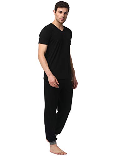 Image of Mack Jonney Cotton Blend Night Suit Co-ord Set for Men with V-Neck Half Sleeve T-Shirt and Track Pant-VJ-MNS-TTP-GROUP14