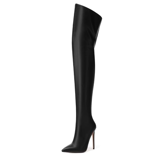 MOVINSTEPS Over The Knee Thigh High Heel Boots For Women Zipper Pointed Toe Stiletto Tall Boots Sexy Fashion Party Club Fall Winter Shoes