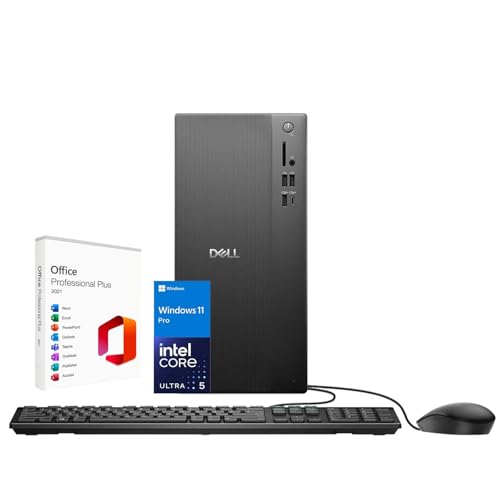 Dell Tower Desktop ECT1250 - Intel 10-core Core Ultra 5 225(Beats Ultra 7 165H), 32GB DDR5 5600MT/s RAM | 1TB M.2 SSD | Wi-Fi 6 | Copilot AI Windows 11 Pro | Wired Keyboard & Mouse | Black