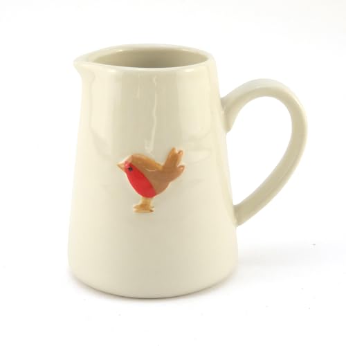 Robin | Stoneware Mini Jug | 8cm Tall | Gisela Graham Christmas