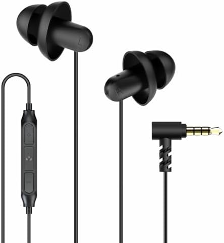 Hearprotek Sleep Earbuds, Soft Lightweight Earbuds Wired with Mic and Volume Control, Noise Reduction Sleep Headphones 3.5mm Tangle Free for Side Sleepers, Snoring, Travel, Meditation, Relaxation
