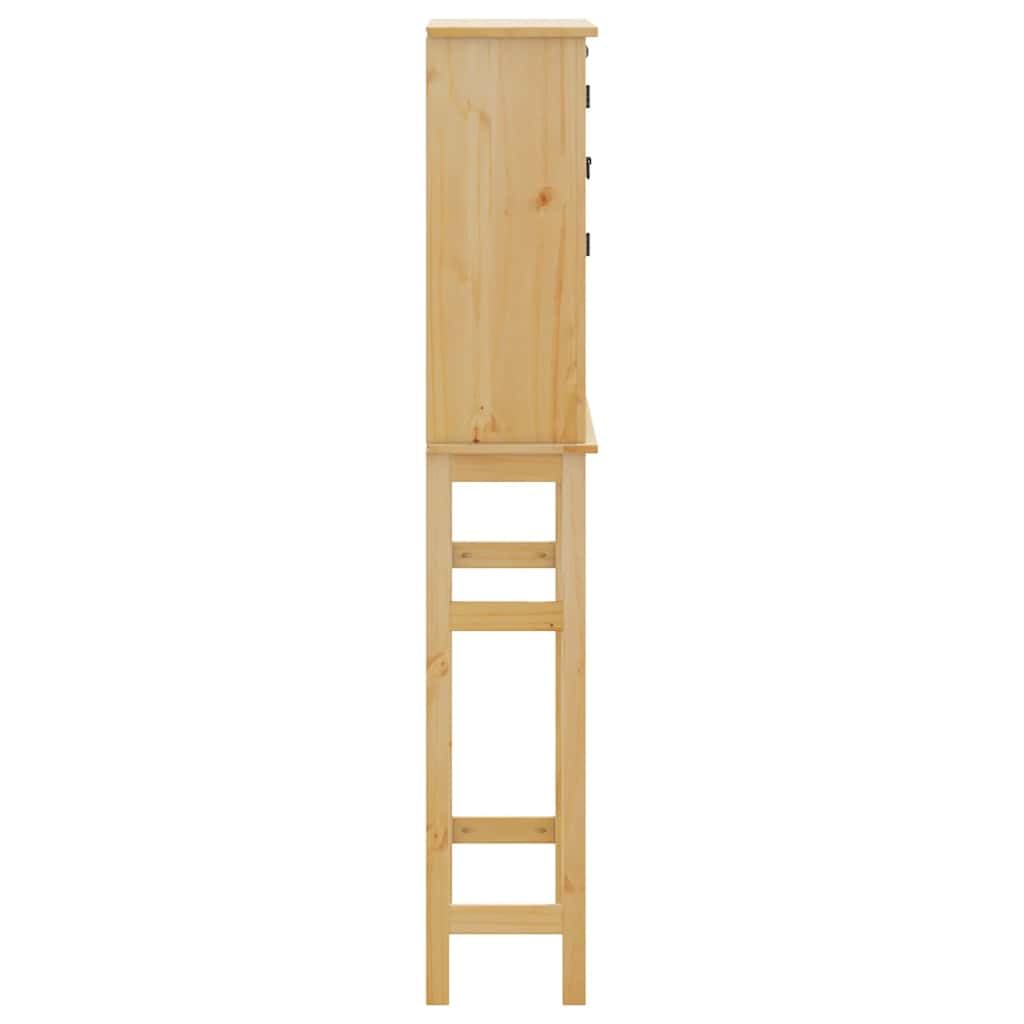 SYDE Mobile per lavatrice in legno di pino, mobile da bagno | 1 ripiano aperto, 2 scomparti, maniglie in metallo, sopra lavatrice o WC