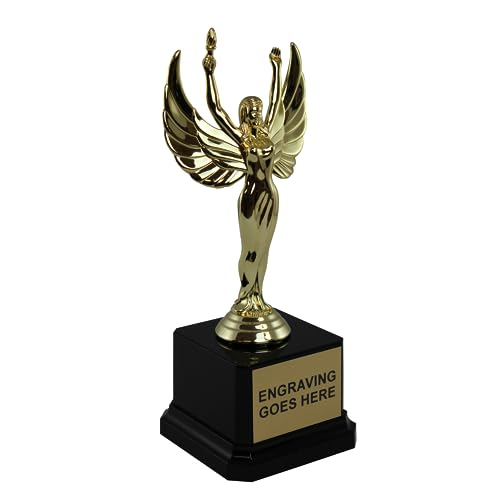 Trophy Outlet Victory Female Trophy – Custom Engraved Sports Award for Women’s Achievement & Recognition – Elegant Gold Figurine on Black Base – Perfect for Sports, Bosses, Moms & More