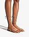 PARTY Women's Strappy Sandals Lace Up Flats Tie Up Open Toe Ankle Strap Shoes, Gold, 9