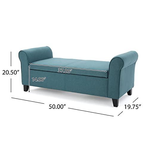 Christopher Knight Home Hayes Armed Fabric Storage Bench, Dark Teal #TOP2