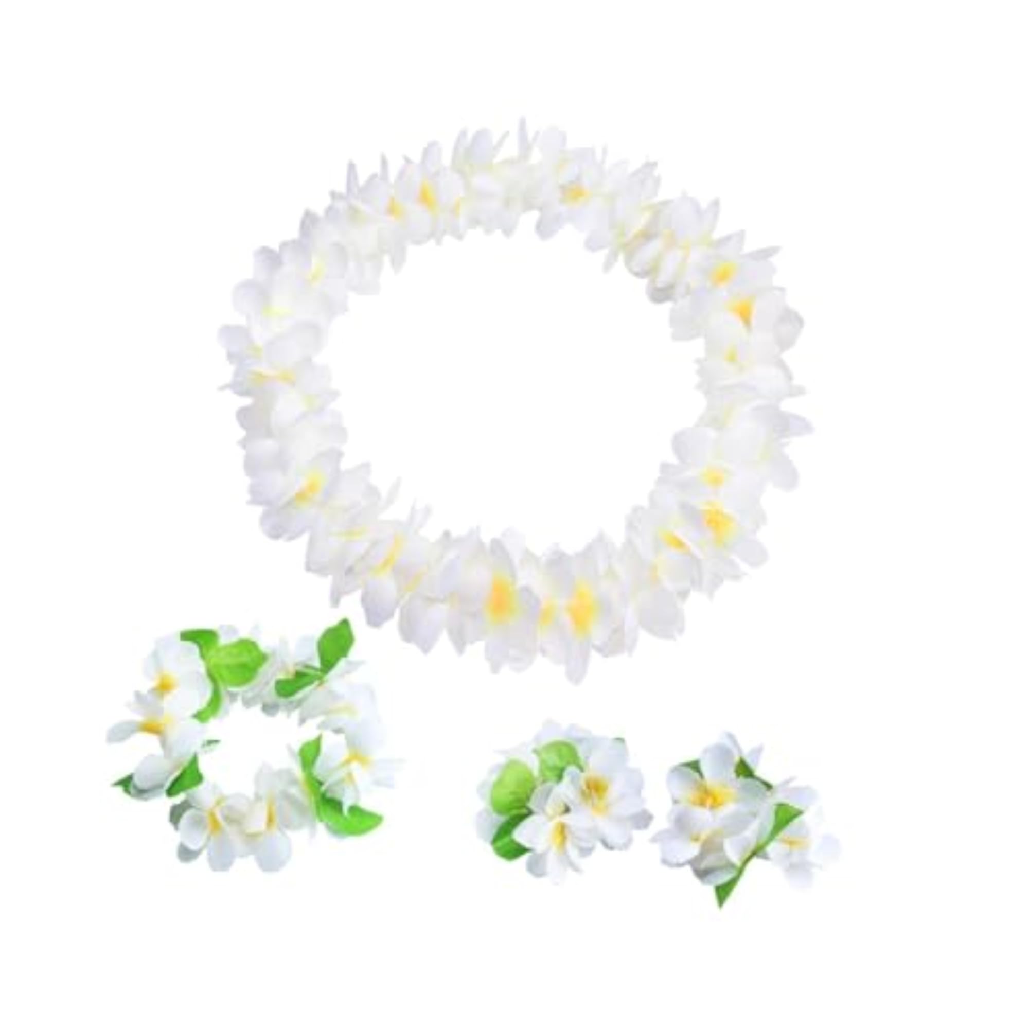 Hawaiian Leis Set, Artificial Flower Garland White
