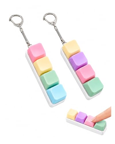 RAVNIX Porte-clés Jouet Clavier 2 Pièces – Clicker à Retour Tactile pour Réduction du Stress, Aide à la Concentration, Cadeau Anti-Anxiété pour Adultes