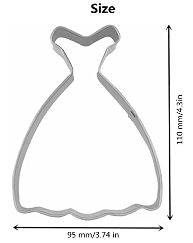 Large Size Dress Shaped Cookie Cutter, Stainless Steel Off-The-Shoulder Wedding Dress Princess Dress Cookie Cutter, 4.3 Inches #TOP2