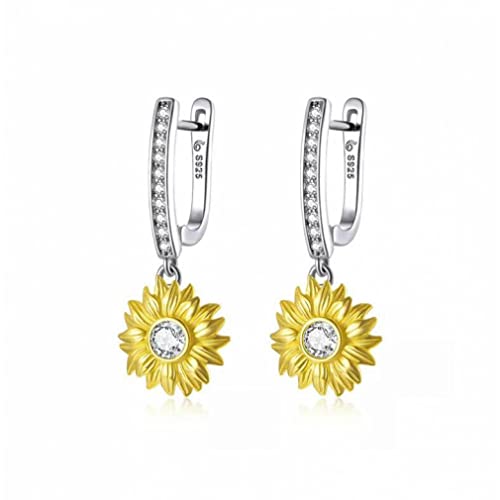 Boucles d'oreille argent tournesol de mariage, l'élégance florale unique