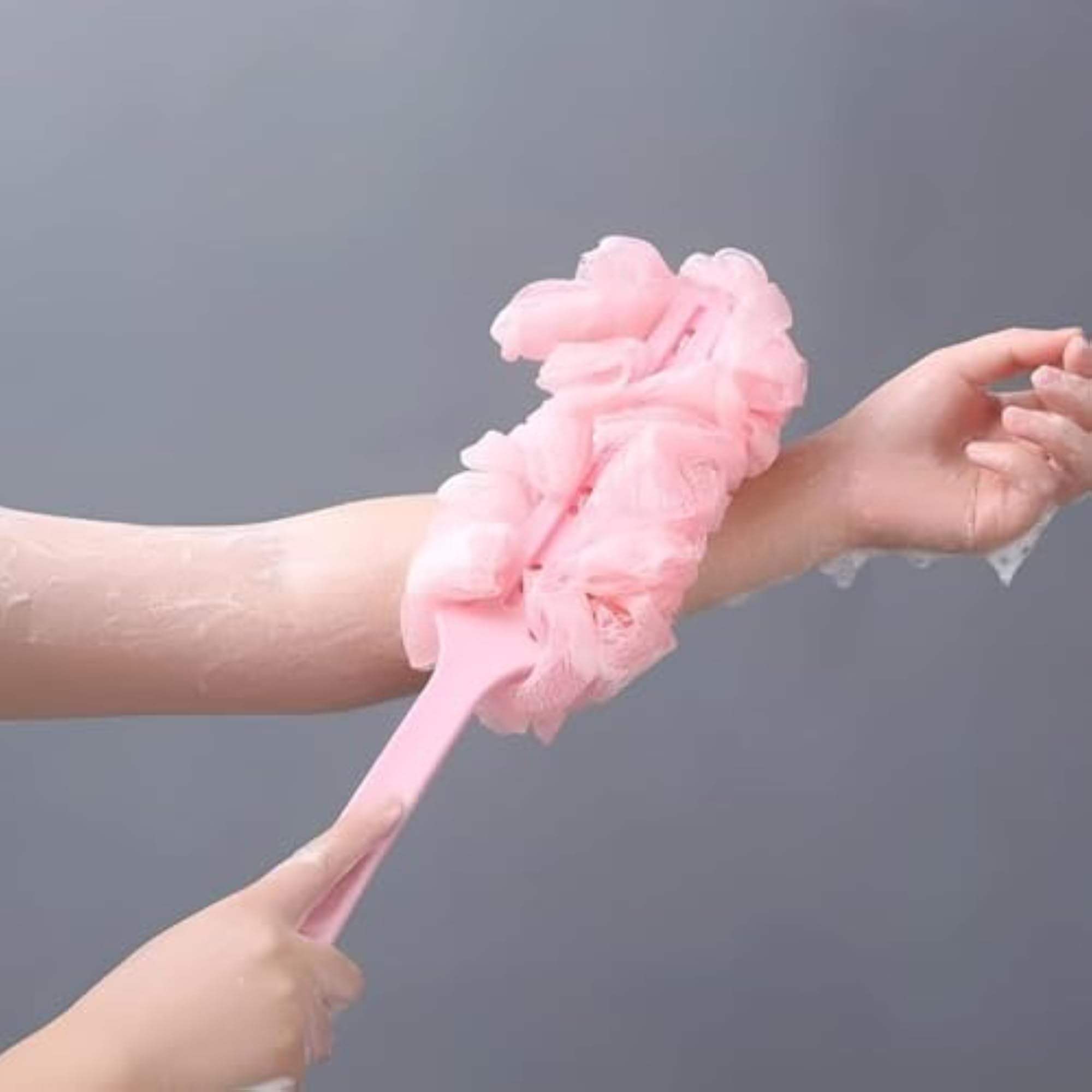 Loofah Sponge with Long Handle for Bathing, Pink