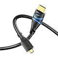 BlueRigger Micro HDMI to HDMI Cable (6FT, 4K@60Hz HDR, Male to Male, 3D, 18Gbps Cord, ARC) - Compatible with GoPro Hero 7/6, Raspberry Pi 4/5, Sony A6300 Camera/Retroid Pocket 3+, Nikon B500