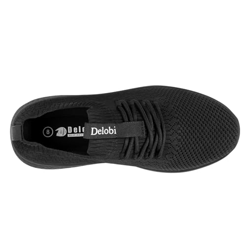 Delobi Damen Sneaker Slip On Turnschuhe Leicht Atmungsaktiv Walkingschuhe rutschfeste Freizeitschuhe Bequem Sportschuhe Schwarz 40