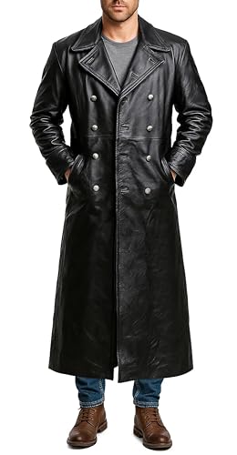 German Classic Officer WW2 Military Leather Trench Coat - Duster
